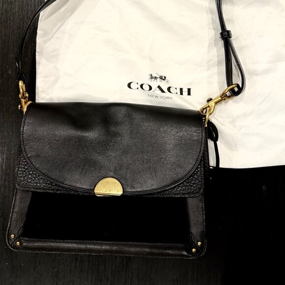 Coach Dreamer Mixed Leather & Suede Shoulder Bag — Black - Picture 1 of 7